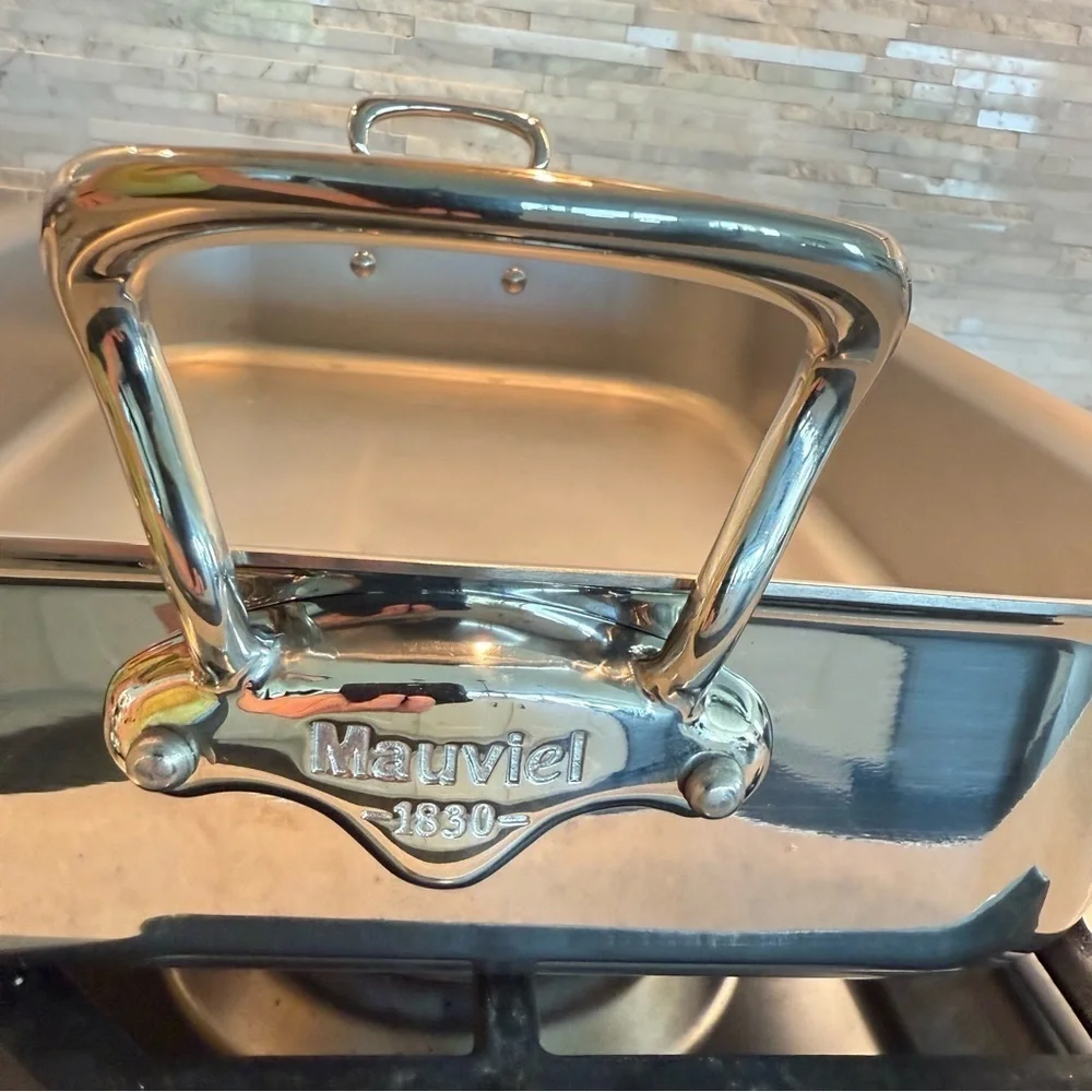 Mauviel Stainless Steel Roasting Pan Cast Stainless Steel Handles 15.7 x 11.8-In